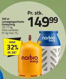 Fleggaard Stål el. Letvægtsgasflaske Ombytning erbjuda