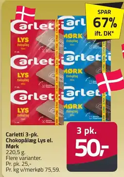 Fleggaard Carletti chokopålæg lys el. mørk erbjuda
