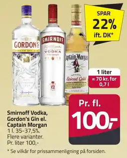Fleggaard Smirnoff Vodka, Gordon's Gin el. Captain Morgan erbjuda