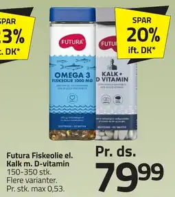 Fleggaard Futura Fiskeolie el. Kalk m. D-vitamin erbjuda
