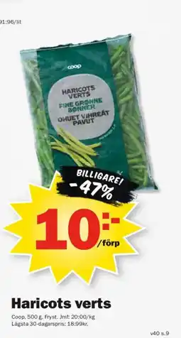 Pekås Coop haricots verts erbjuda