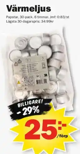 Pekås Värmeljus erbjuda