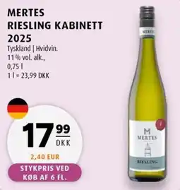 Scandinavian Park Mertes Riesling Kabinett erbjuda