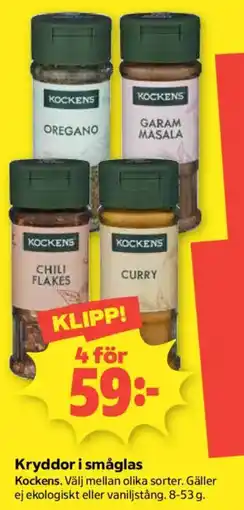 Coop Daglivs Kockens kryddor i småglas erbjuda