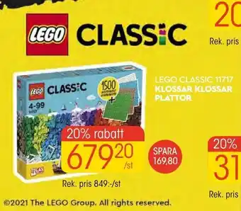 EKO Lego Classic 11717 Klossar Klossar Plattor erbjuda