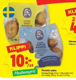 Stora Coop Potatis i påse, Medlemspris erbjuda