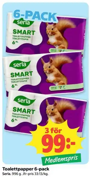 Toalettpapper 6-pack, Medlemspris