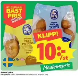 Coop Potatis i påse, Medlemspris erbjuda