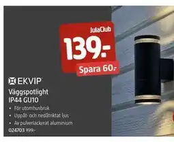 Jula EKVIP Väggspotlight IP44 GU10 erbjuda