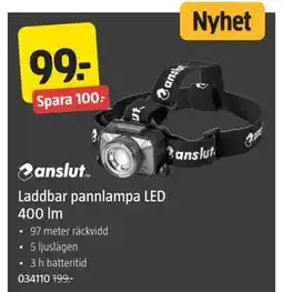 Jula Laddbar pannlampa LED 400 lm erbjuda