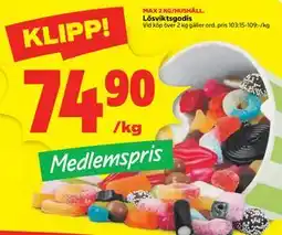 Stora Coop Lösviktsgodis, Medlemspris erbjuda