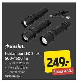Jula Ficklampor LED 3 -pk 500–1500 lm erbjuda