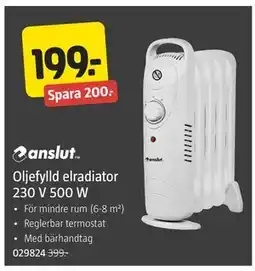 Jula Oljefylld elradiator 230 V 500 W erbjuda