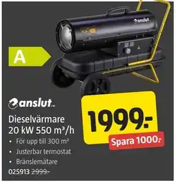 Jula Dieselvärmare 20 kW 550 m³/h erbjuda