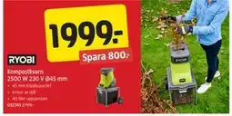 Jula Kompostkvarn 2500 W 230 V Ø45 mm erbjuda
