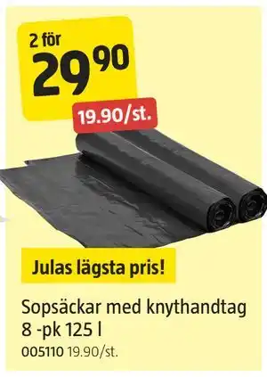 Jula Sopsäckar med knythandtag 8 -pk 125 l erbjuda