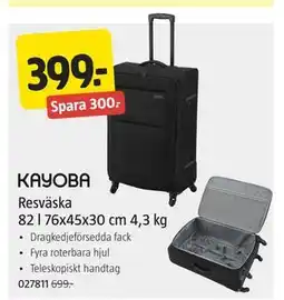 Jula Resväska 82 l 76x45x30 cm 4,3 kg erbjuda