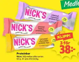 Coop Nick's proteinbar erbjuda