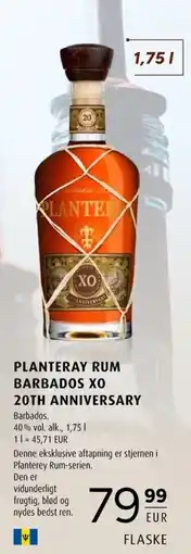 Scandinavian Park Planteray rum Barbados XO 20th anniversary erbjuda