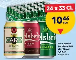 Border Shop Carls Special, Carlsberg 1883 eller Pilsner 4,4-4,6% erbjuda