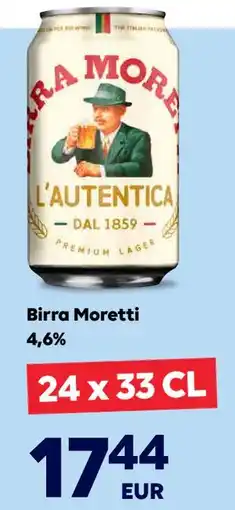 Border Shop Birra Moretti 4,6%, EUR 17.44 erbjuda