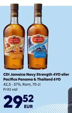 Border Shop CDI Jamaica Navy Strength 4YO eller Pacifico Panama & Thailand 6YO, EUR 29.52 erbjuda