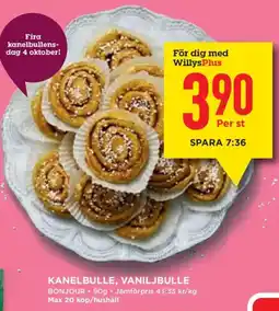 Willys Bonjour kanelbulle vaniljbulle erbjuda