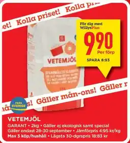 Willys Vetemjöl erbjuda
