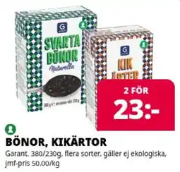 Tempo Garant bönor kikärtor erbjuda