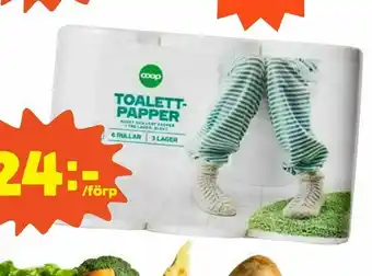 Coop Toalettpapper vitt 6-pack erbjuda