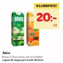 Hemköp Bravo juice erbjuda