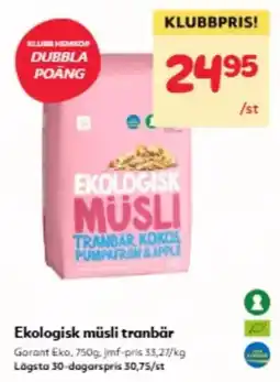 Hemköp Garant müsli tranbär erbjuda