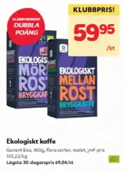 Hemköp Garant ekologisk kaffe erbjuda