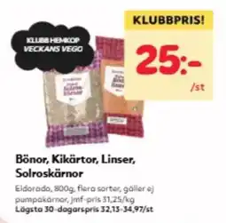 Hemköp Eldorado Bönor, Kikärtor, Linser, Solroskärnor erbjuda