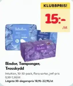 Hemköp Intuition bindor, tamponer, trosskydd erbjuda