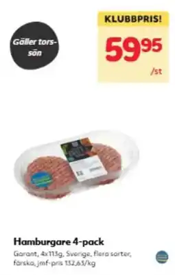 Hemköp Hamburgare 4-pack erbjuda