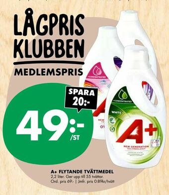ÖoB A+ flytande tvättmedel erbjuda