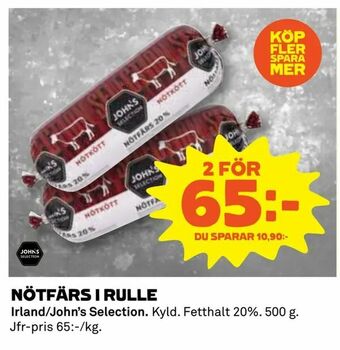 Coop Nötfärs i rulle erbjuda