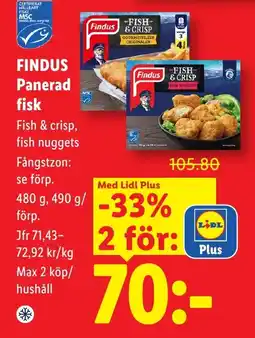 Lidl Findus panerad fisk erbjuda