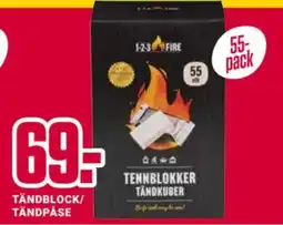 ÖoB 1-2-3 fire tennblocker tändkuber erbjuda