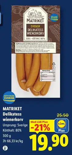 Lidl Matriket Delikatess wienerkorv erbjuda