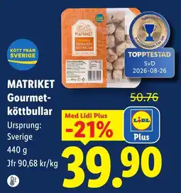 Lidl Matriket Gourmet-köttbullar erbjuda