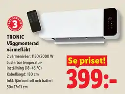 Lidl Tronic väggmonterad värme fläkt erbjuda