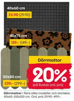 Rusta Dörrmattor erbjuda