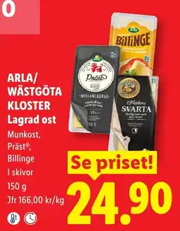 Lidl Arla/ Wästgöta Kloster Lagrad ost erbjuda