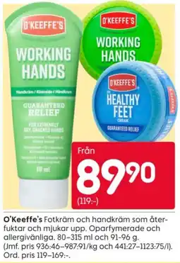 Rusta O'keeffe's fotkräm och handkräm erbjuda