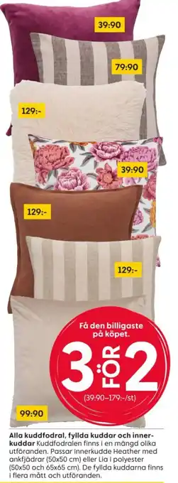Alla kuddfodral, fyllda kuddar och innerkuddar