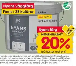 Rusta Nyans väggfärg, Medlemspris erbjuda