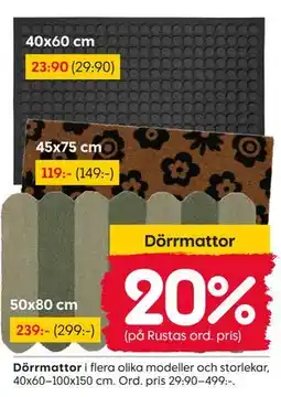 Rusta Dörrmattor erbjuda