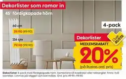 Rusta Dekorlister, Medlemspris erbjuda